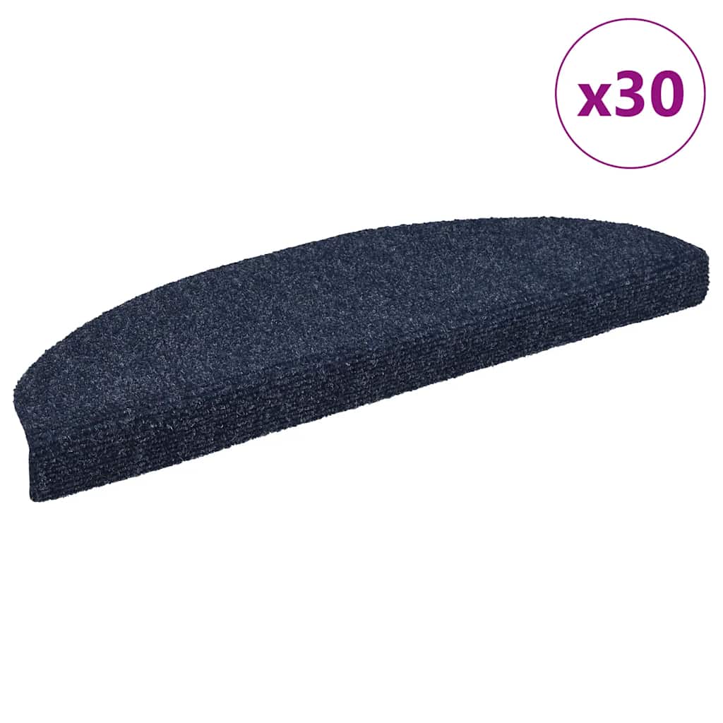 Tapetes de escada autoadesivos 30 peças 65x21x4 cm azul semicircular grande