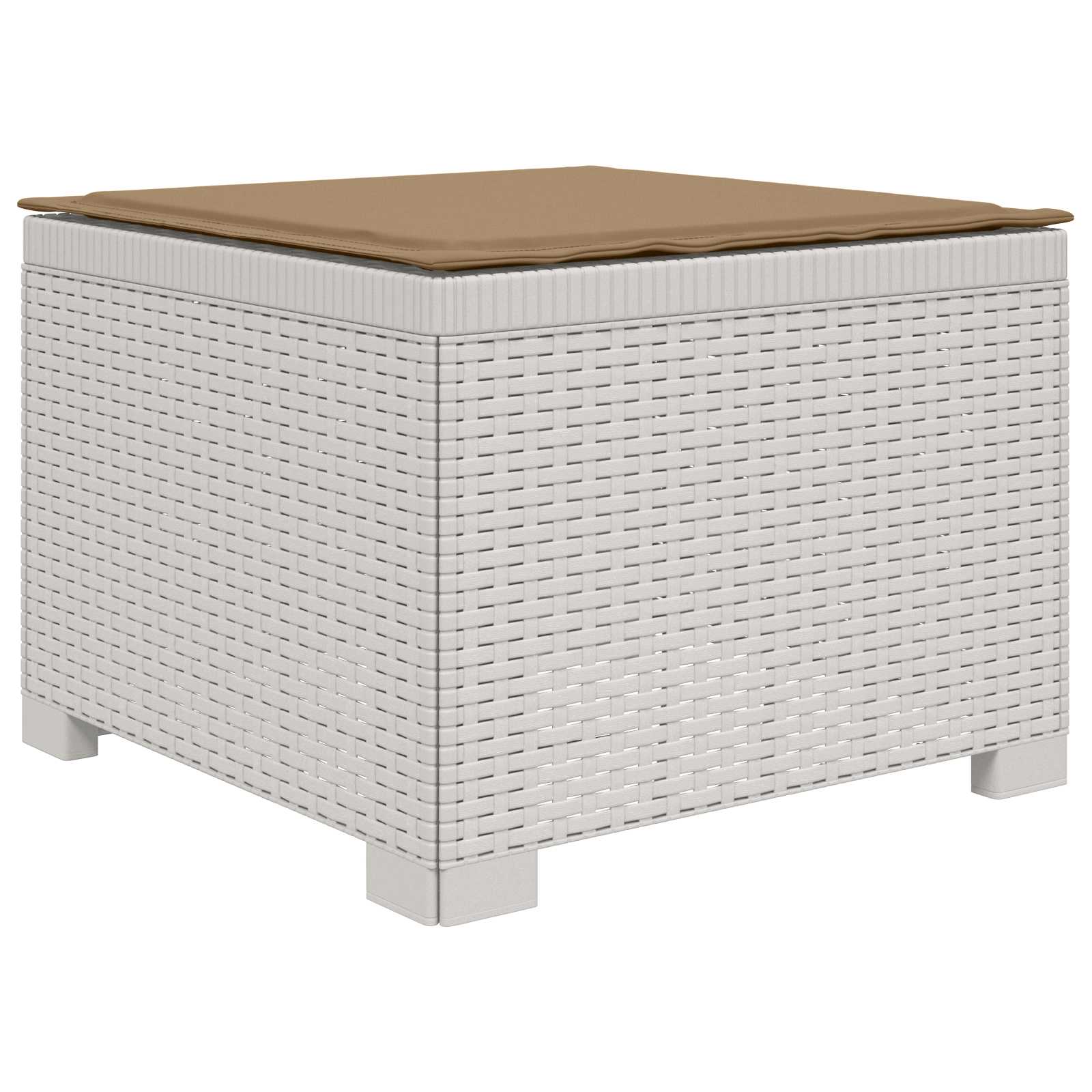 Sofá de jardim 1 lugar com almofada look rattan PP branco