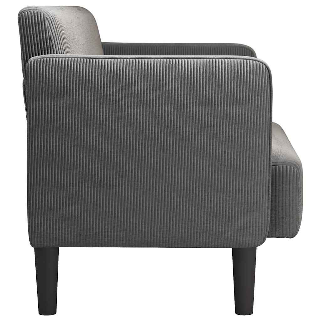 Sofá-luvas 109 cm tecido corduroy cinzento-escuro