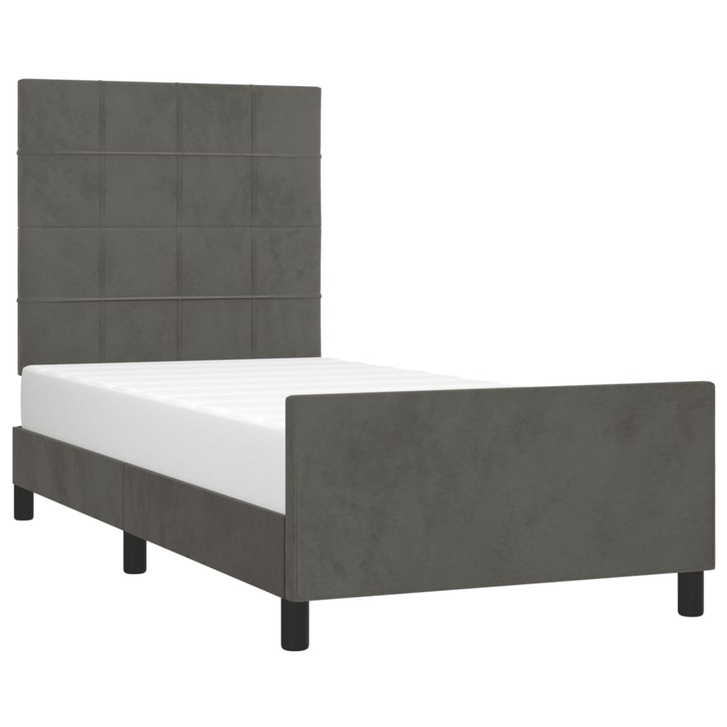 Estrutura de cama sem colchão 100x200 cm veludo cinzento-escuro