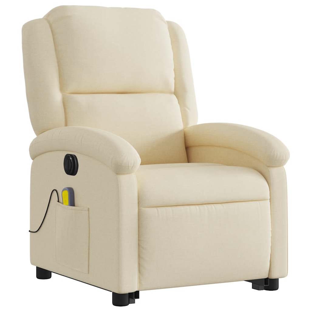Poltrona elétrica elevatória massagens tecido creme