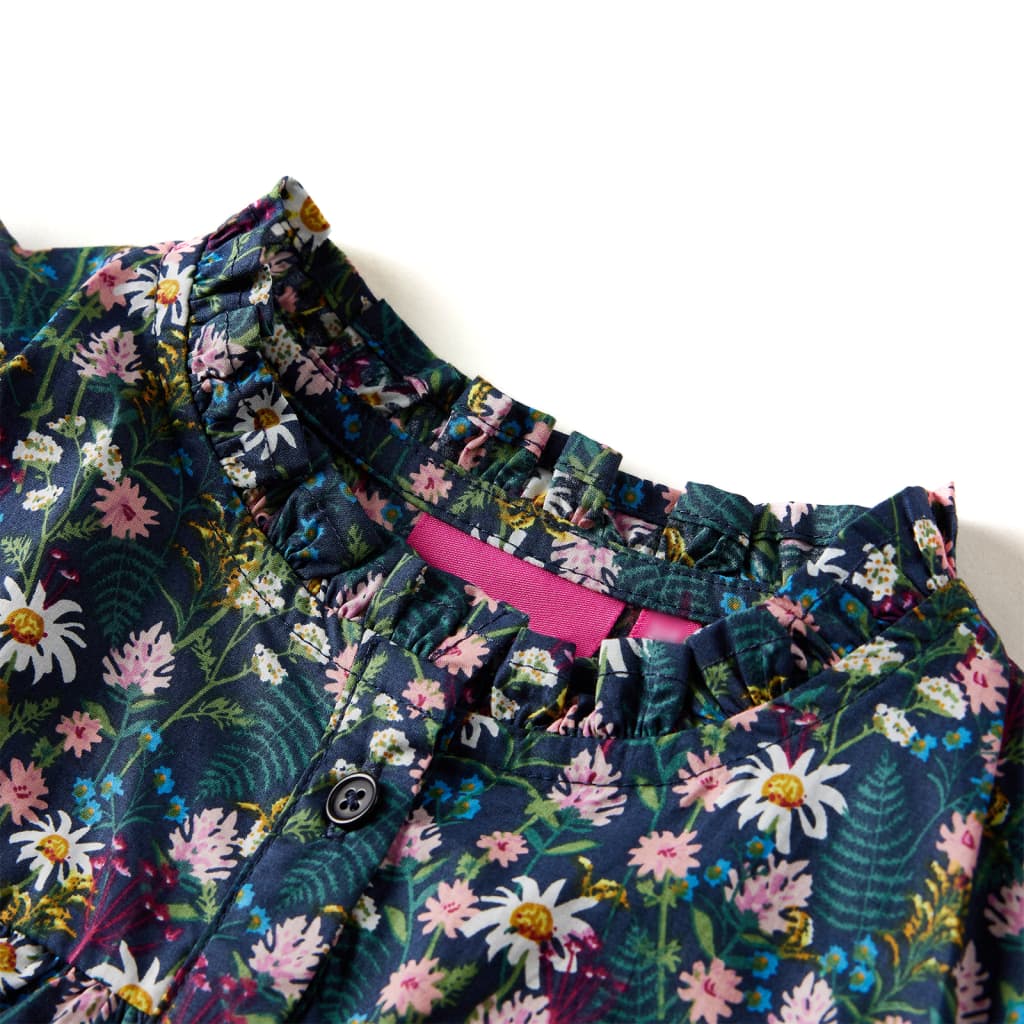 Vestido de manga comprida para criança azul-escuro 104