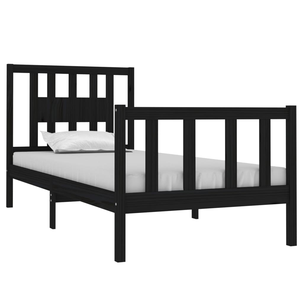 Estrutura cama pequena solteiro 75x190 cm madeira maciça preto