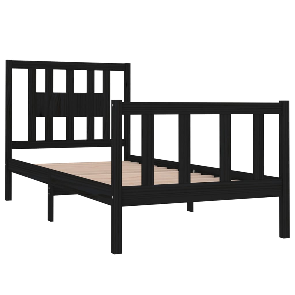 Estrutura cama pequena solteiro 75x190 cm madeira maciça preto