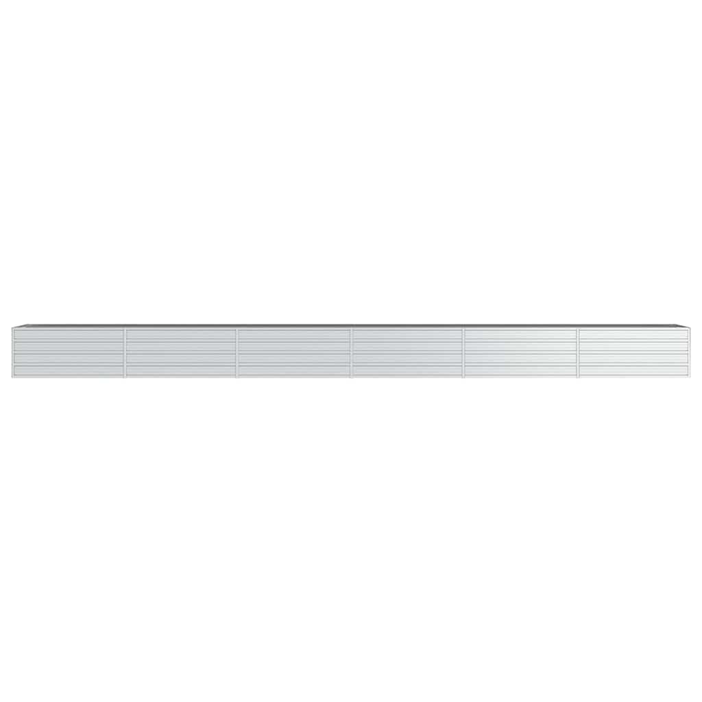 Canteiro elevado de jardim 600x80x45cm aço galvanizado prateado