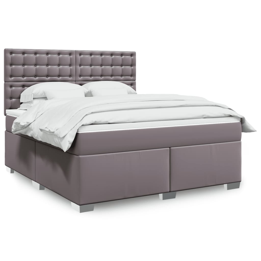 Cama com molas/colchão 180x200 cm couro artificial cinza