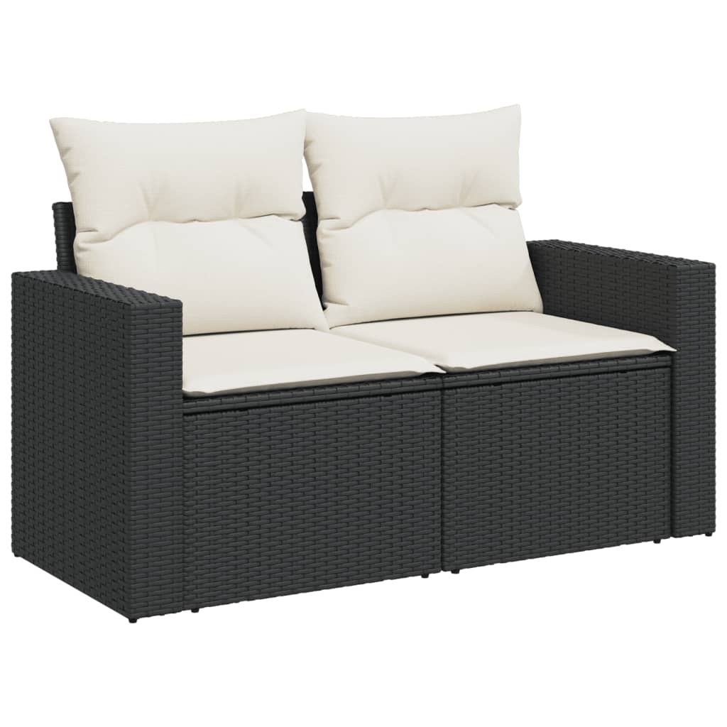 12 Pcs conjunto de sofás de jardim c/ almofadões vime PE preto
