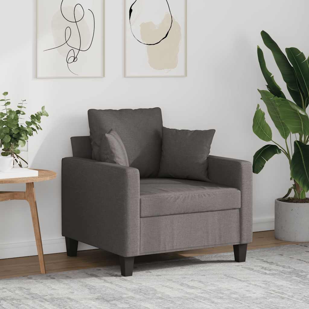 Poltrona tecido 60 cm cinzento-acastanhado