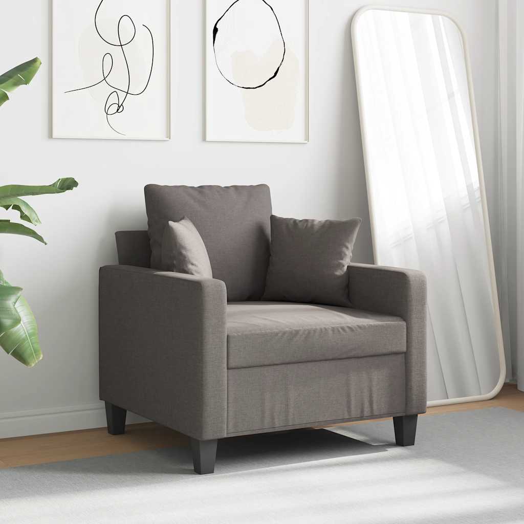 Poltrona tecido 60 cm cinzento-acastanhado