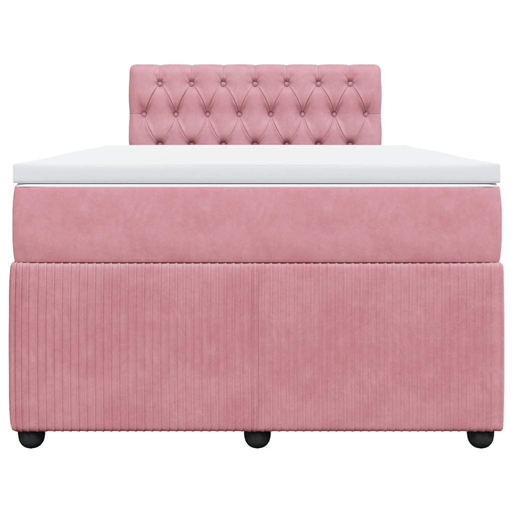Cama boxspring com colchão 120x200 cm veludo rosa