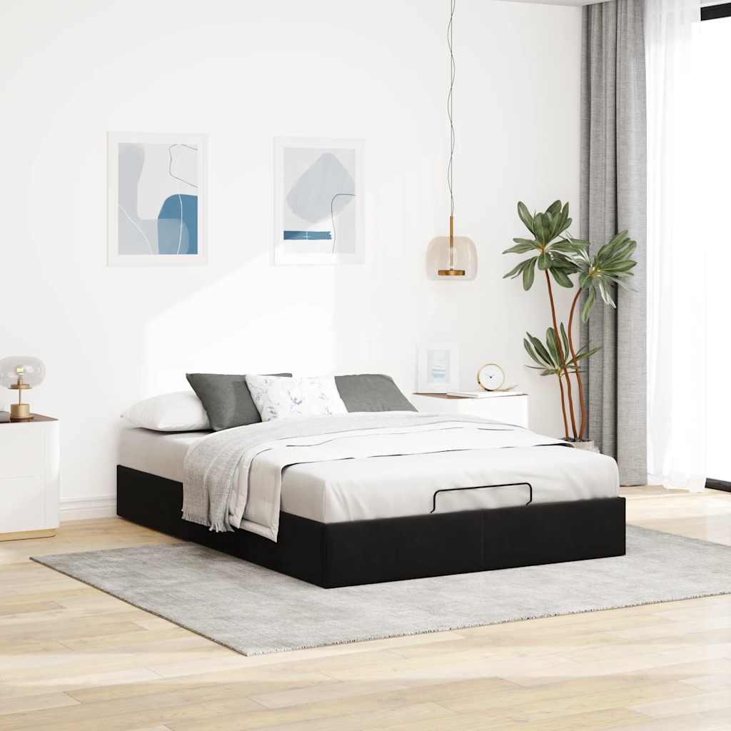 Estrutura de cama otomana sem colchão 140x200 cm veludo preto