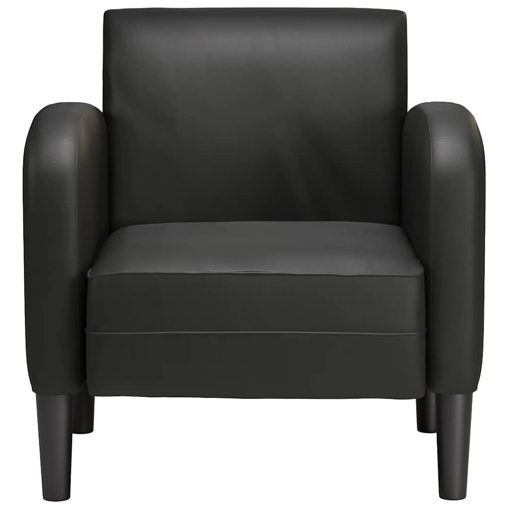 Poltrona com apoios de braços 54 cm couro artificial preto