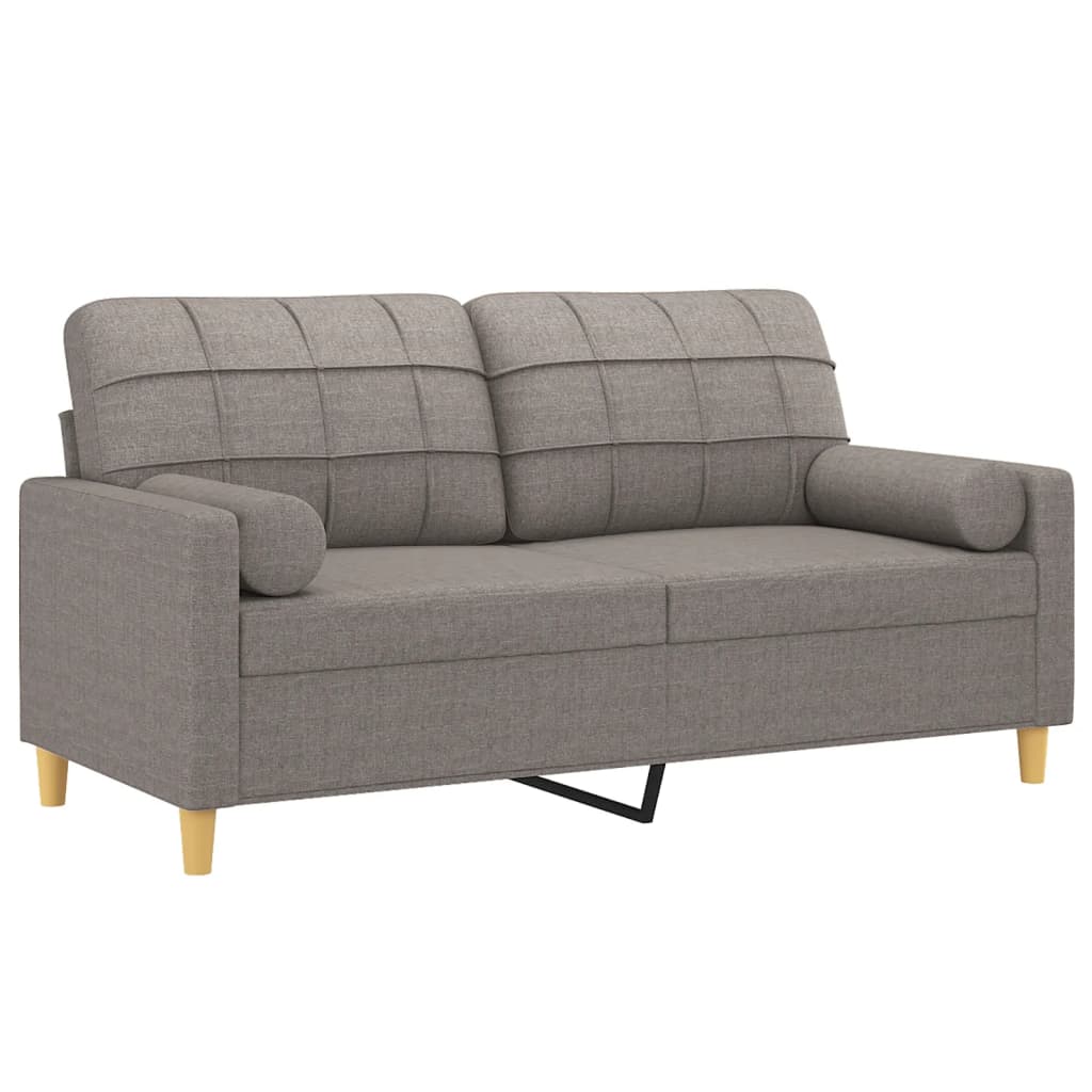 Sofá 2 lug. +almofadas decoração 140cm tecido cinza-acastanhado