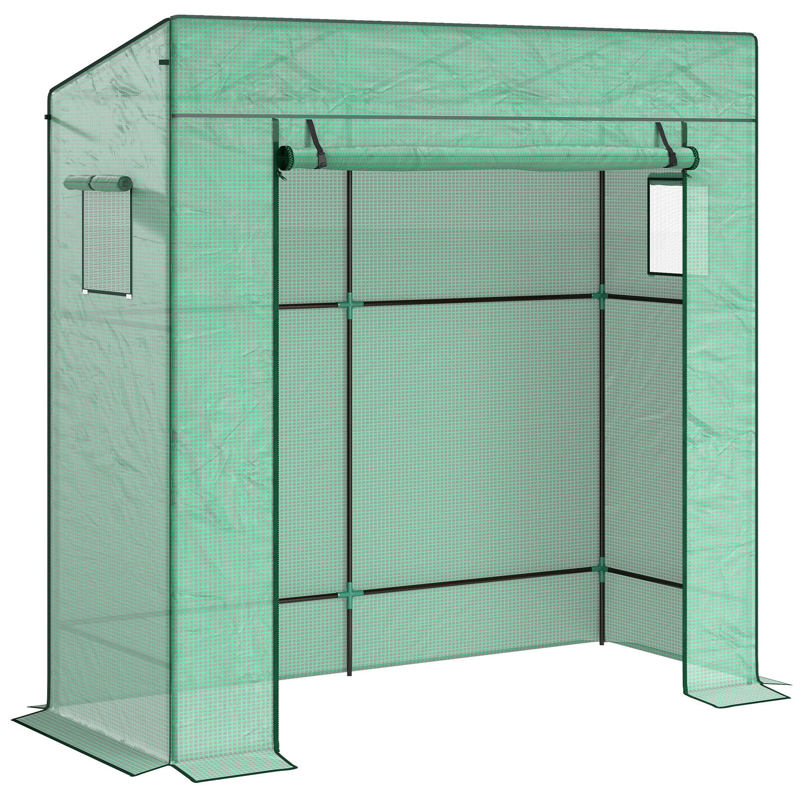 Estufa de exterior com janelas de malha e porta com fecho de correr estufa para cultivar plantas e flores 196x77x197 cm verde