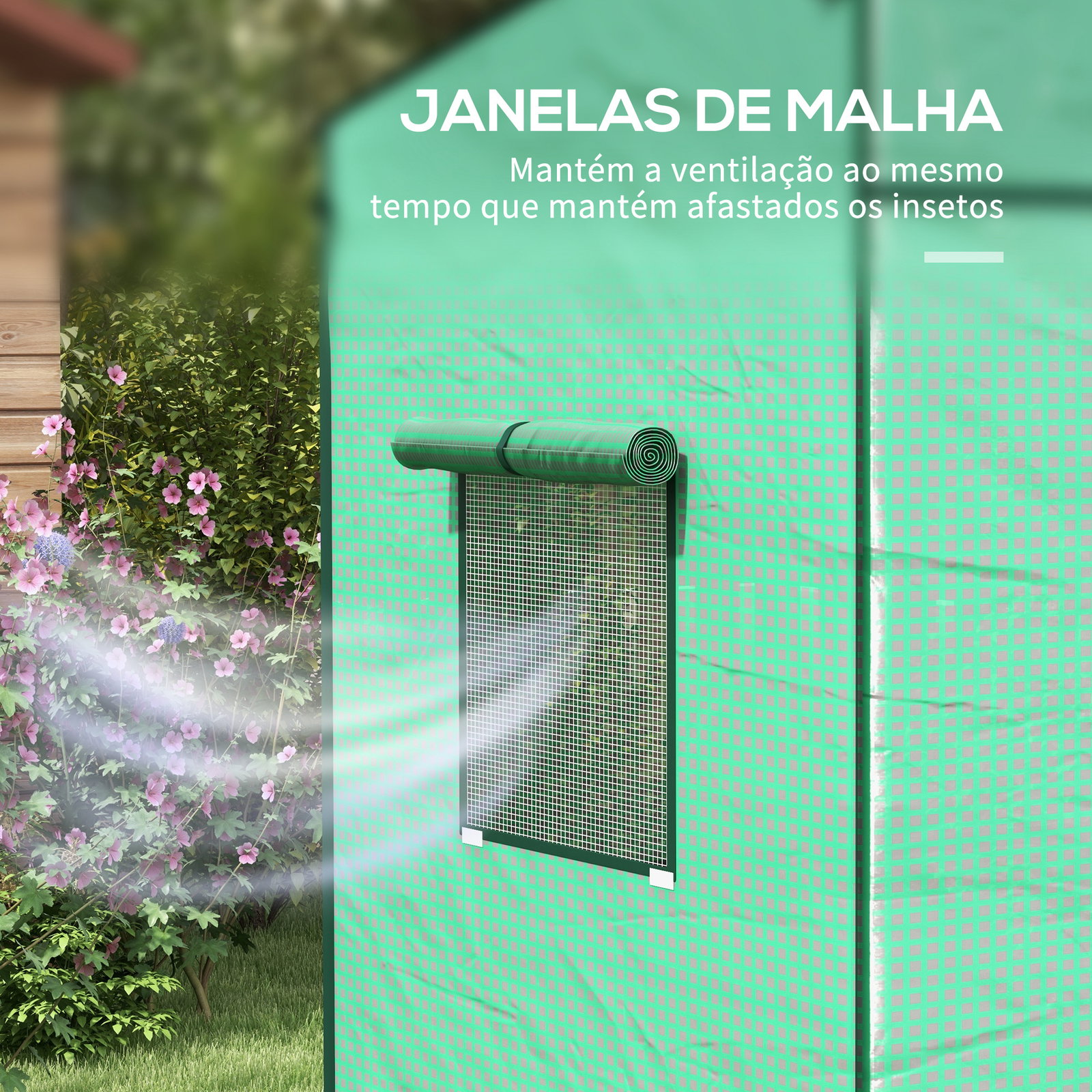 Estufa de exterior com janelas de malha e porta com fecho de correr estufa para cultivar plantas e flores 196x77x197 cm verde