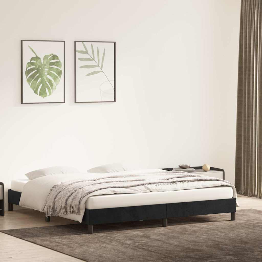 Estrutura de cama sem colchão 200x210 cm veludo preto