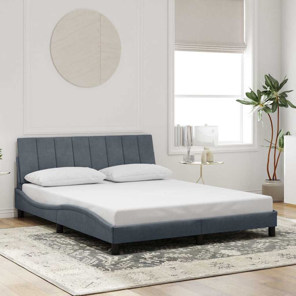 Estrutura de cama sem colchão hanko 160x200 cm veludo cinzento-escuro