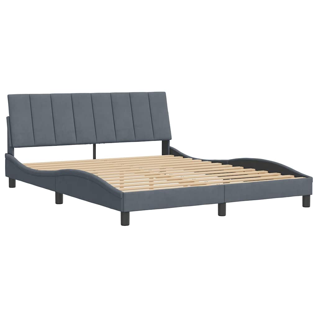 Estrutura de cama sem colchão hanko 160x200 cm veludo cinzento-escuro