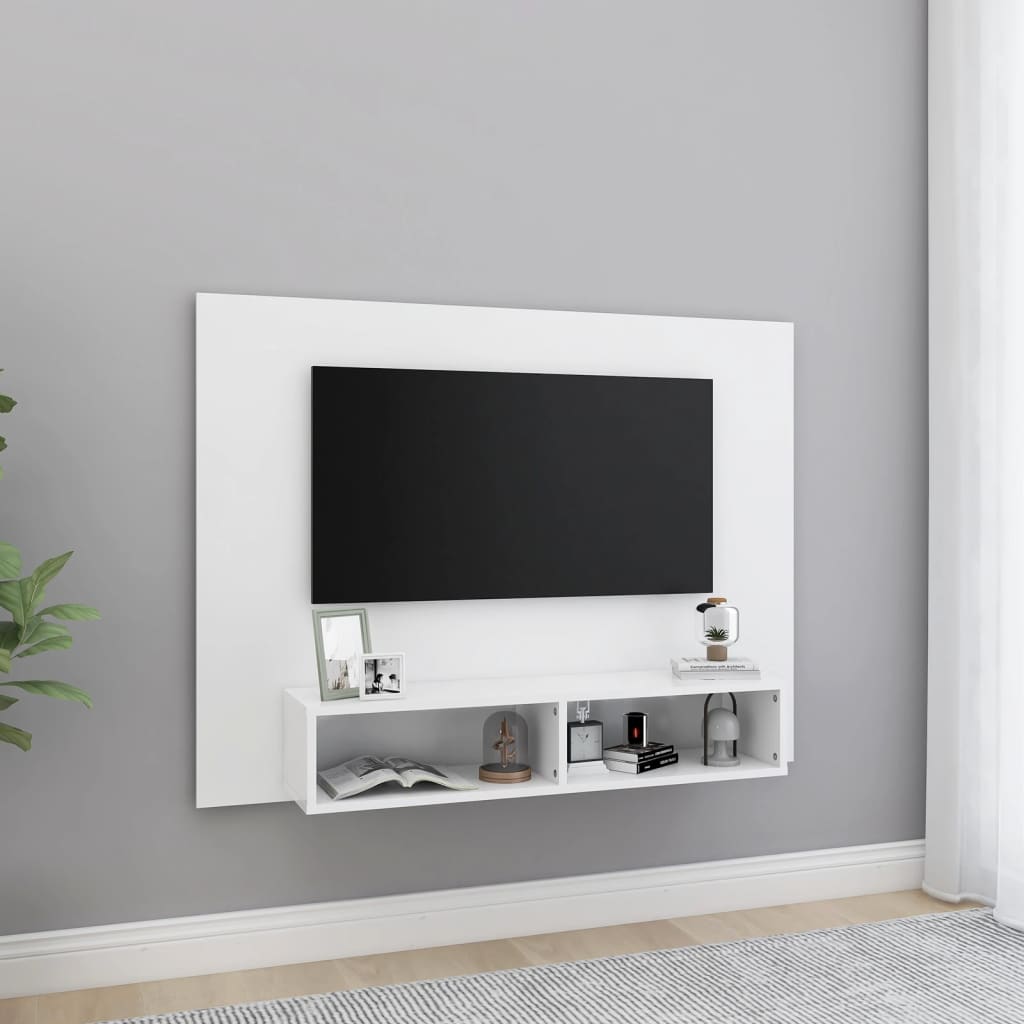 Armário de parede p/ TV 120x23,5x90 cm deriv. madeira branco