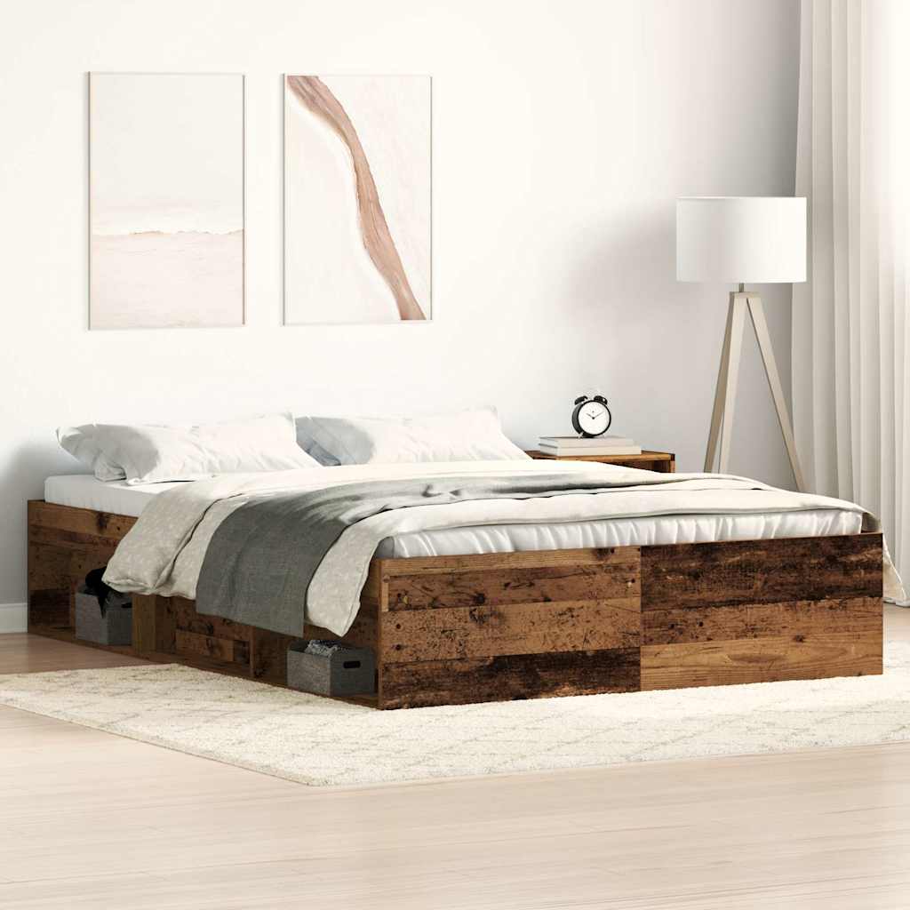 Estrutura de cama sem colchão, madeira engenheirada, 135x190 cm