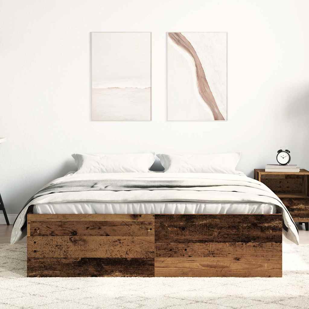 Estrutura de cama sem colchão, madeira engenheirada, 135x190 cm