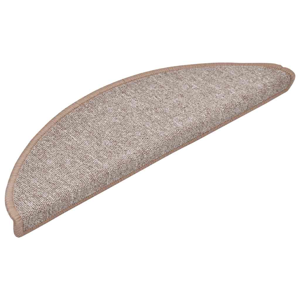 Tapetes de escada 30 peças 56x17x3 cm marrom claro semicircular