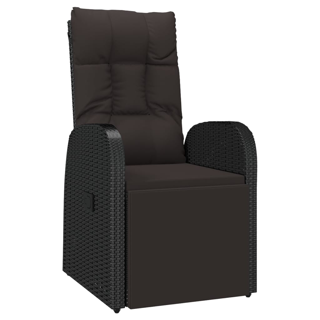 2 Pcs conjunto lounge para jardim vime PE e aço preto