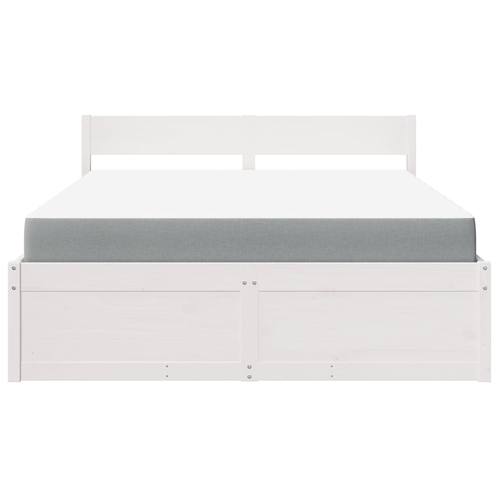 Cama com gavetas e colchão 160x200 cm pinho maciço branco
