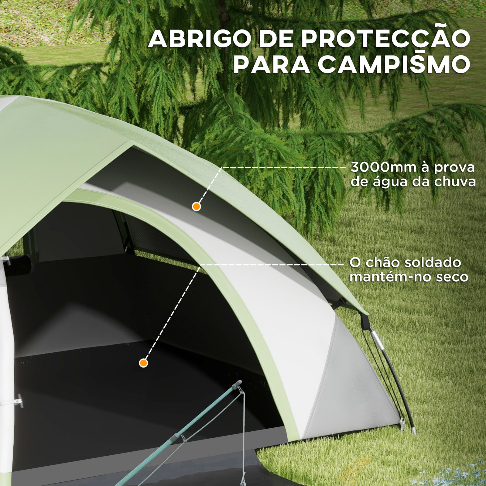 Tenda de campismo dobrável para 1-2 pessoas com janela e bolsa de transporte impermeável 3000 mm 210x110x150 cm verde