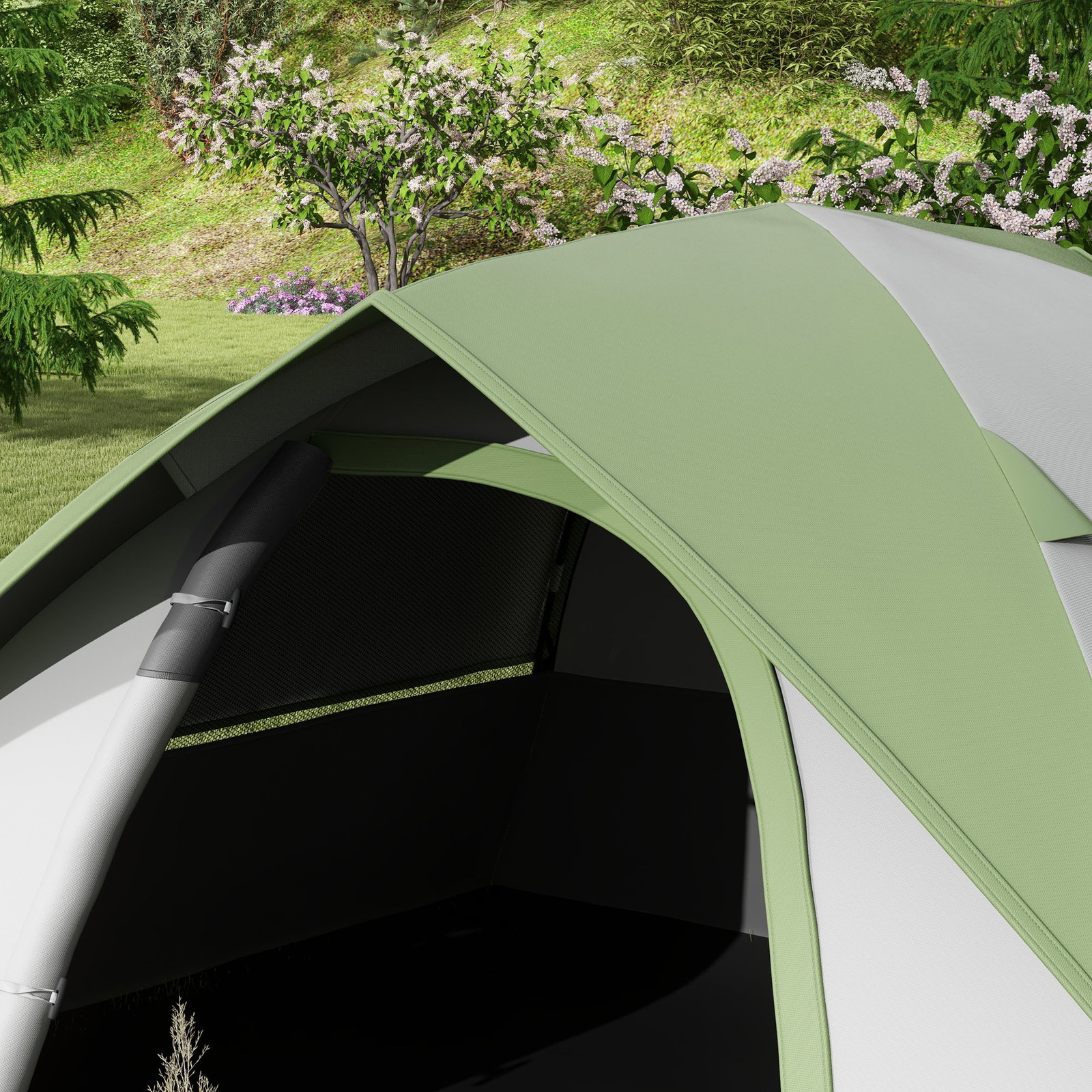 Tenda de campismo dobrável para 1-2 pessoas com janela e bolsa de transporte impermeável 3000 mm 210x110x150 cm verde