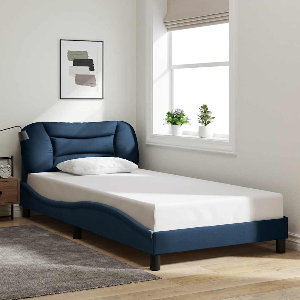 Estrutura de cama sem colchão hvar 100x200 cm tecido azul