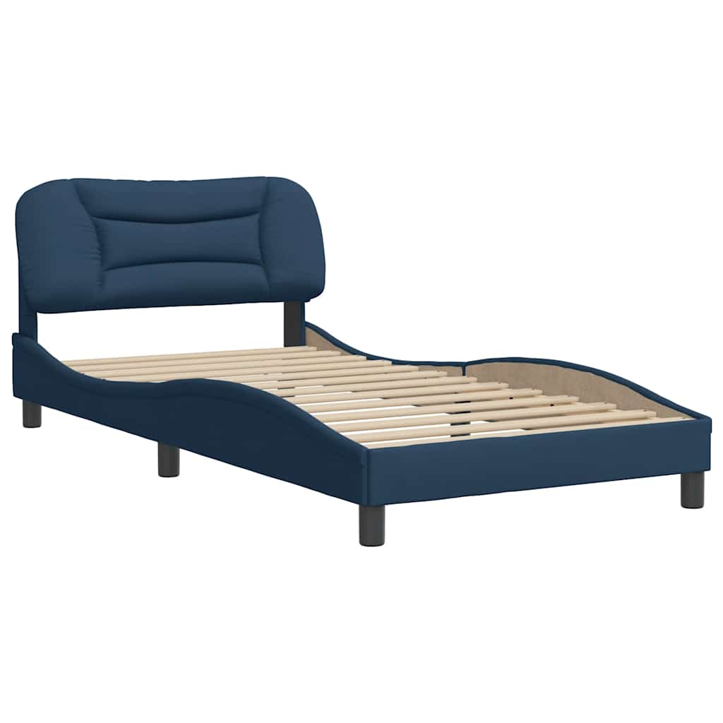 Estrutura de cama sem colchão hvar 100x200 cm tecido azul
