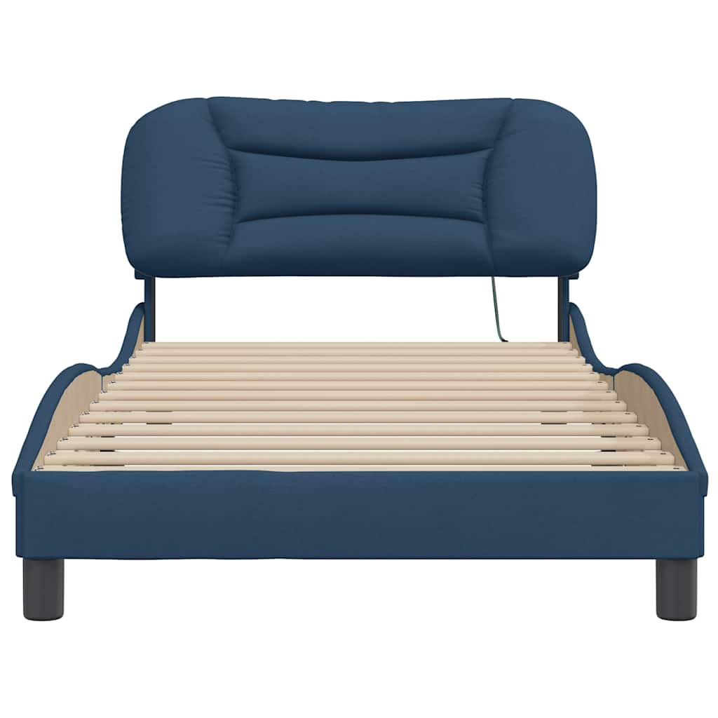 Estrutura de cama sem colchão hvar 100x200 cm tecido azul