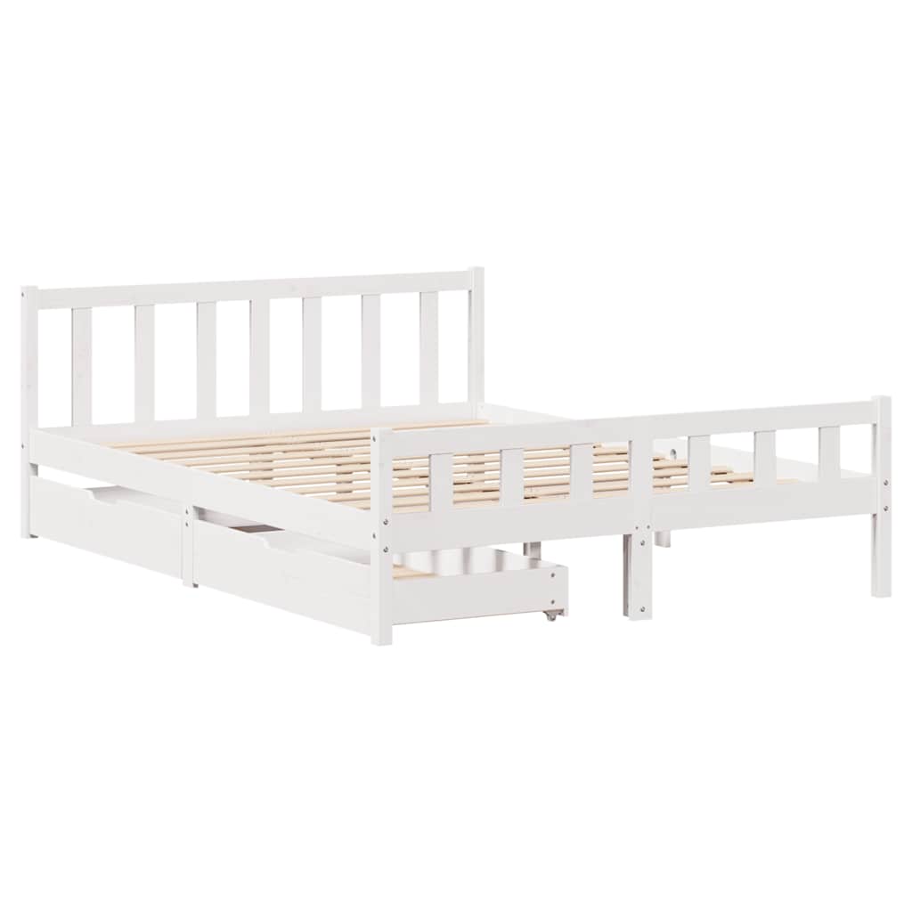 Cama sem colchão 160x200 cm madeira de pinho maciça branco