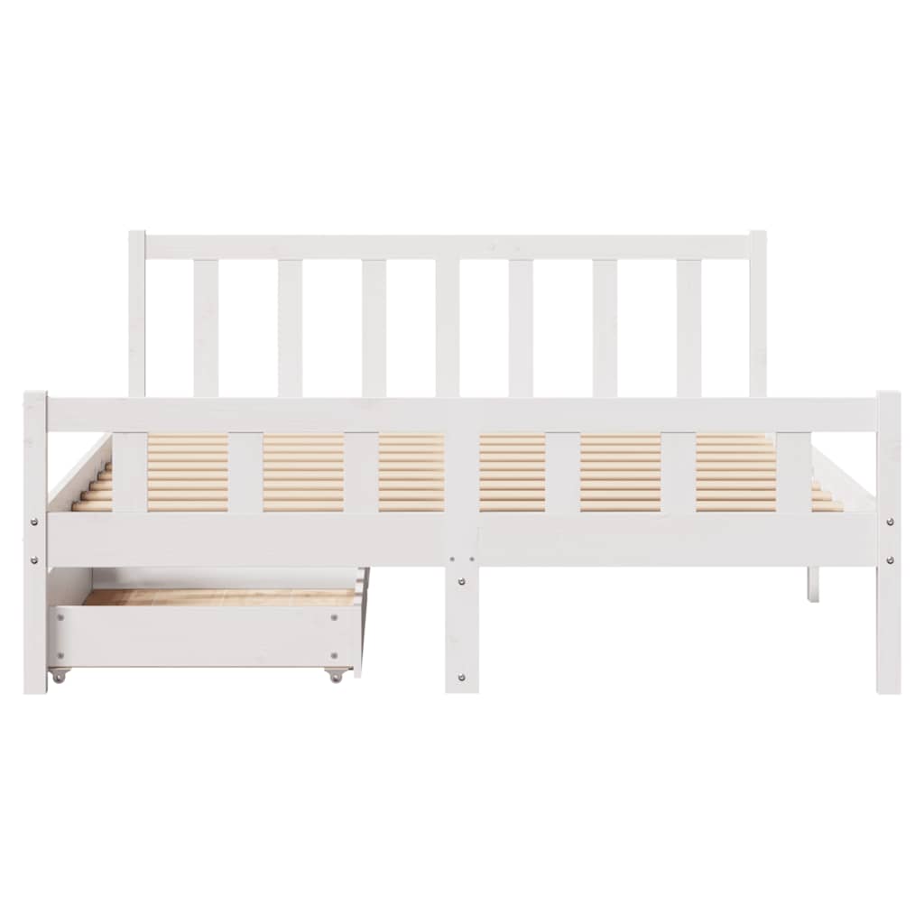 Cama sem colchão 160x200 cm madeira de pinho maciça branco