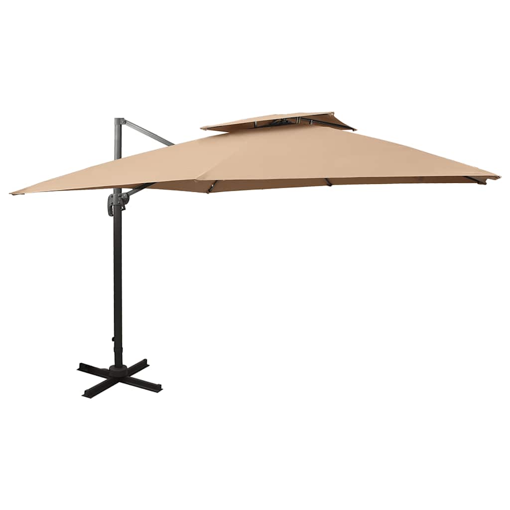 Guarda-sol de jardim cantilever com tampo duplo 300x300 cm cinza-claro