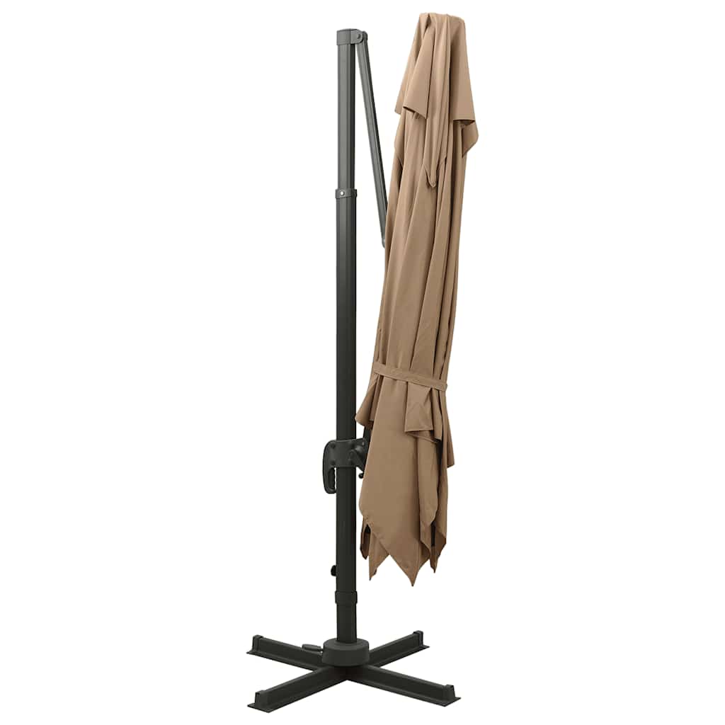 Guarda-sol de jardim cantilever com tampo duplo 300x300 cm cinza-claro