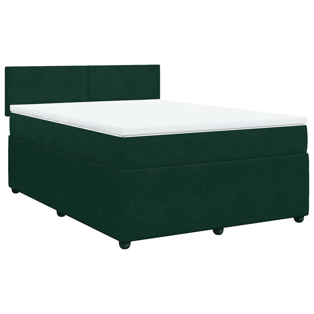 Cama com molas/colchão 160x200 cm veludo verde-escuro