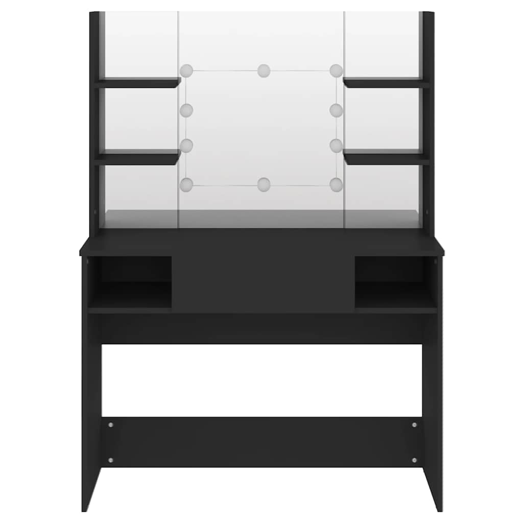 Mesa de maquilhagem c/ luzes LED 100x40x135 cm MDF preto