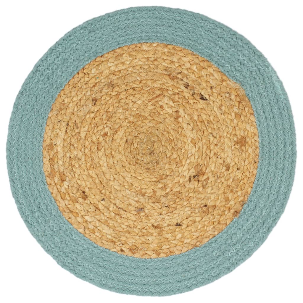 Individuais de mesa 6 pcs juta e algodão 38 cm natural e verde