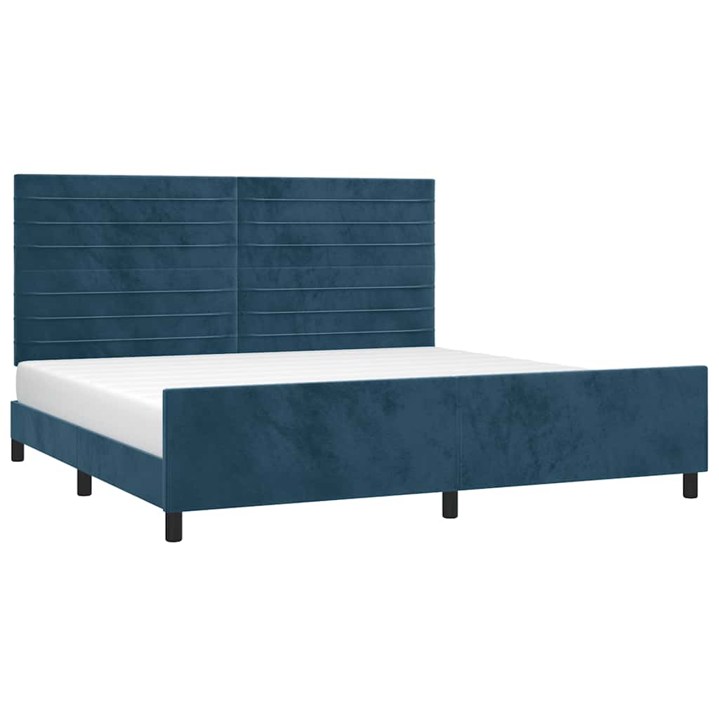 Estrutura de cama sem colchão 200x200 cm veludo azul-escuro