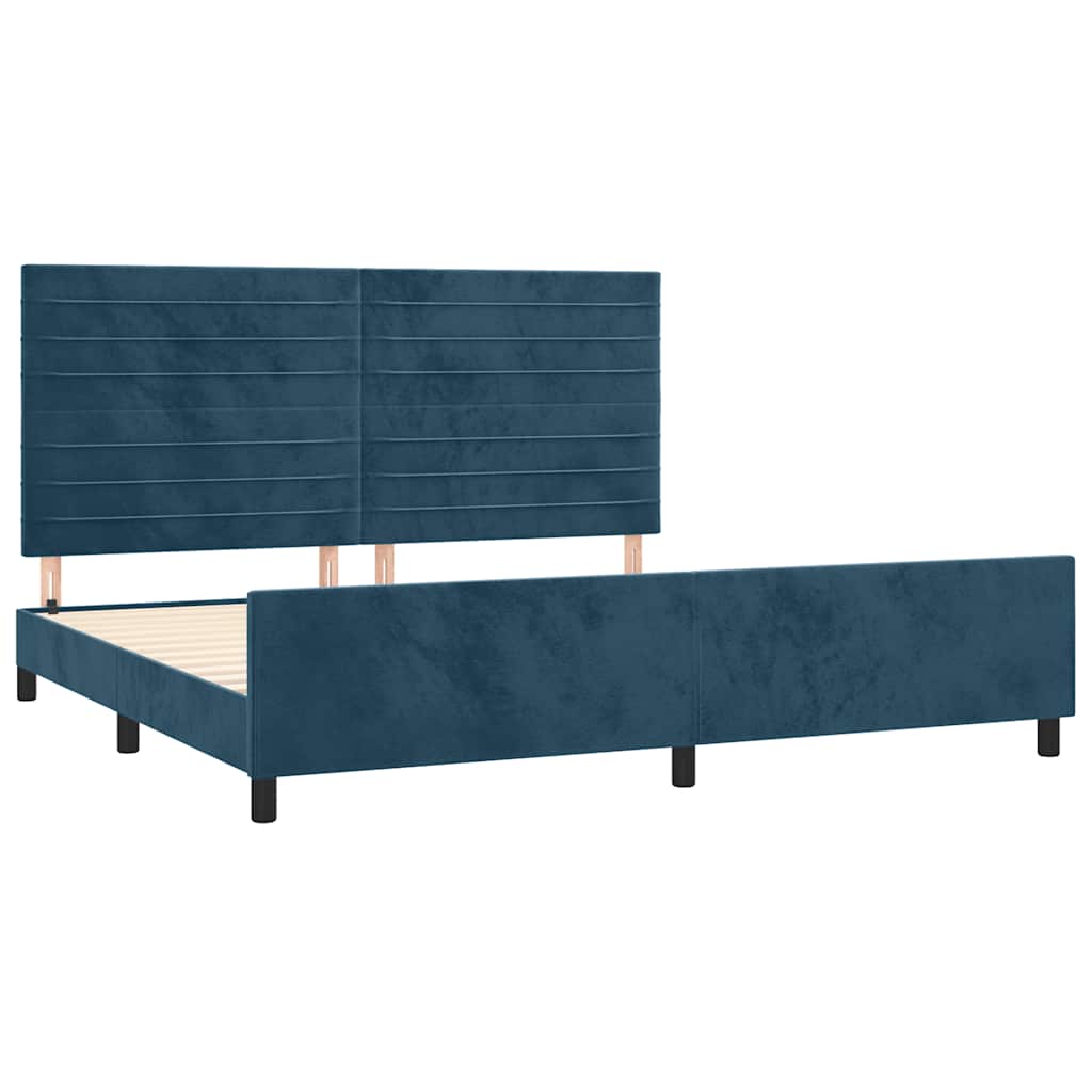 Estrutura de cama sem colchão 200x200 cm veludo azul-escuro
