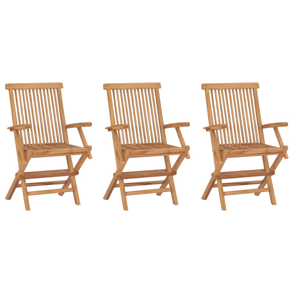 Cadeiras de jardim dobráveis 3 pcs madeira de teca maciça