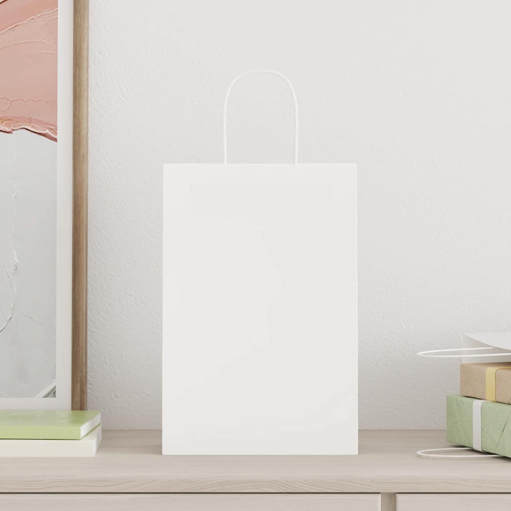 Sacos de papel 250 unid com alças branco 21x11x31 cm