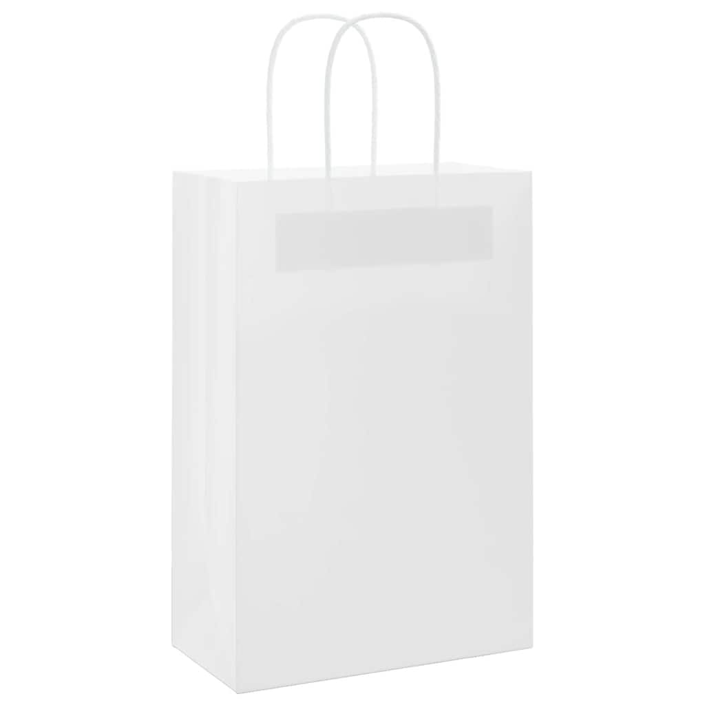 Sacos de papel 250 unid com alças branco 21x11x31 cm