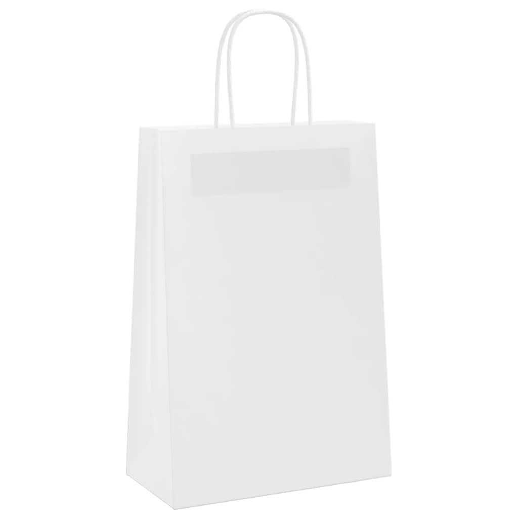 Sacos de papel 250 unid com alças branco 21x11x31 cm