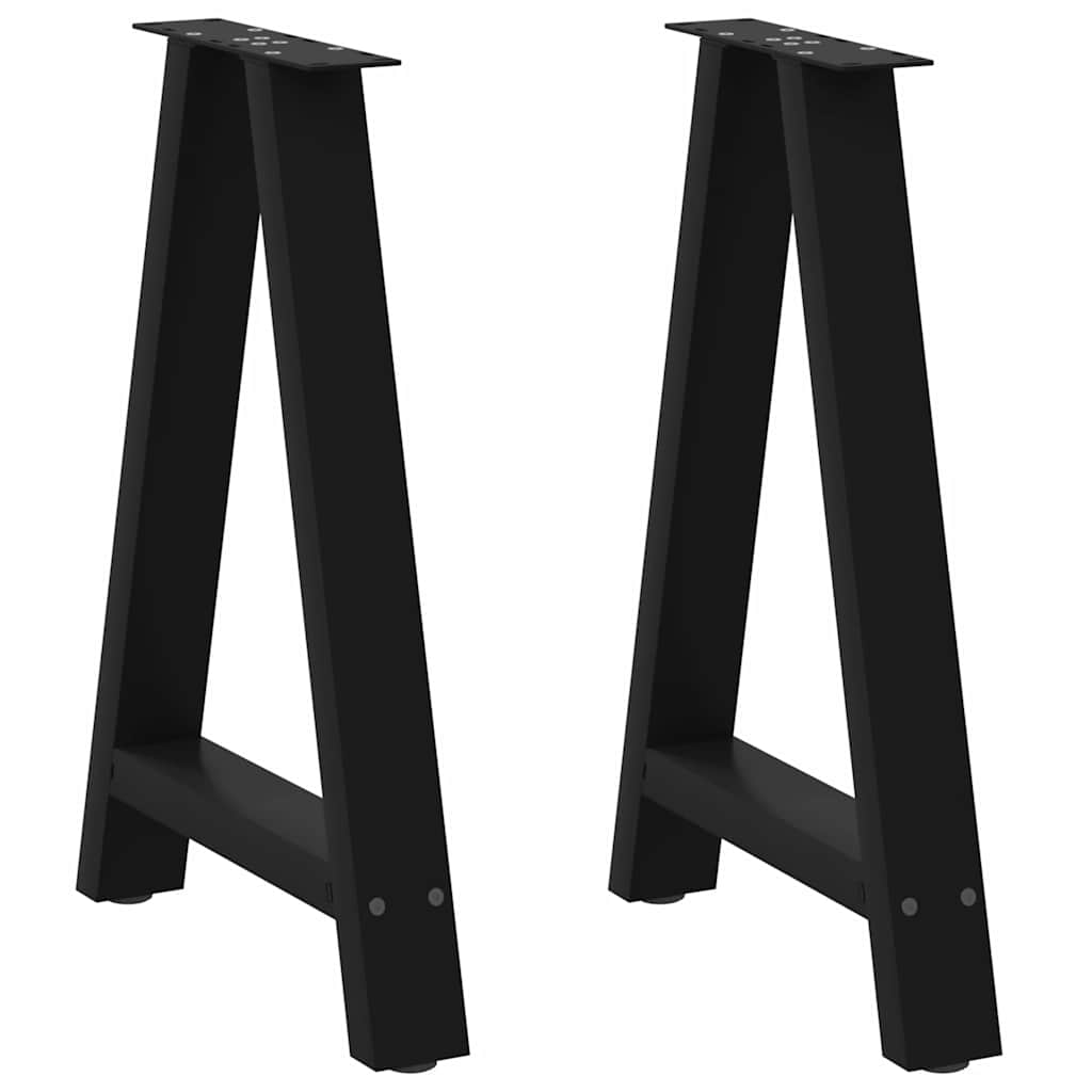 Pés para mesa de jantar em formato a, 2 peças, preto, 60x(72-73) cm, aço