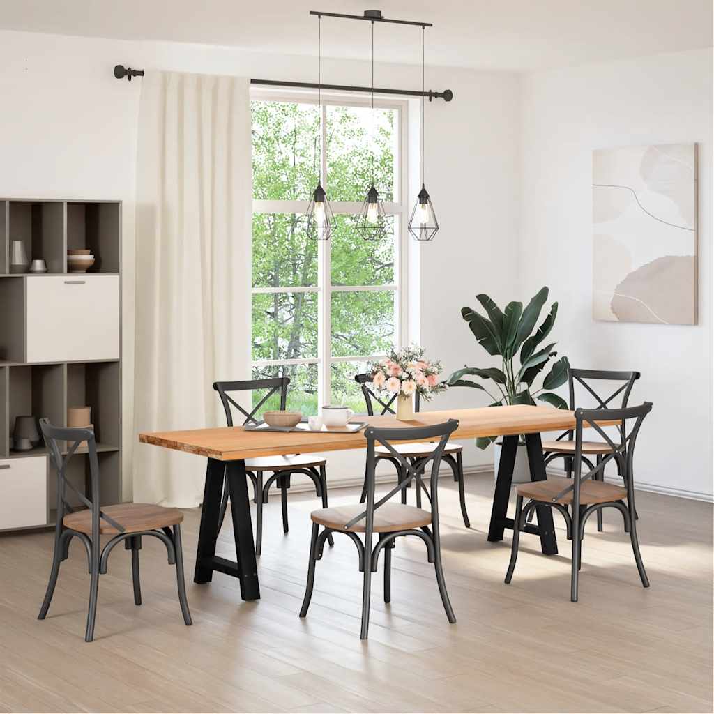 Pés para mesa de jantar em formato a, 2 peças, preto, 60x(72-73) cm, aço