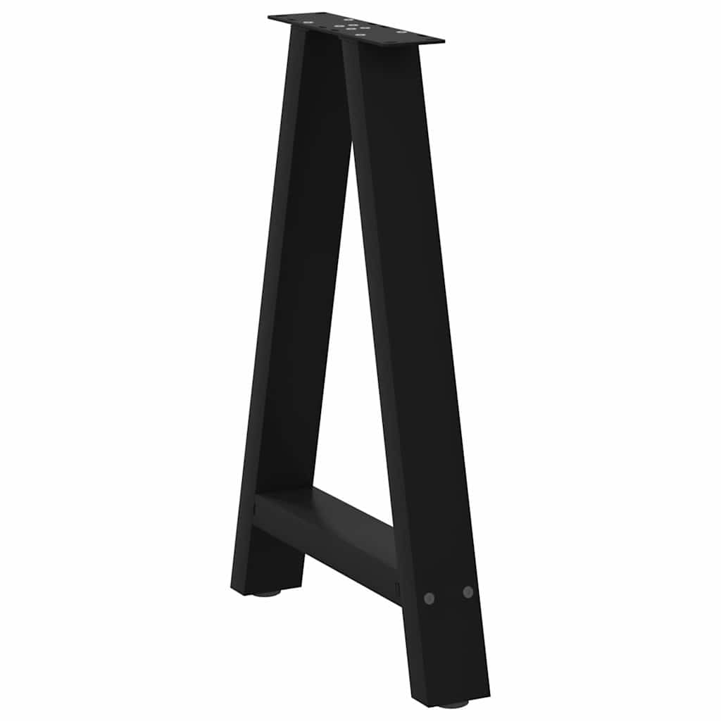 Pés para mesa de jantar em formato a, 2 peças, preto, 60x(72-73) cm, aço