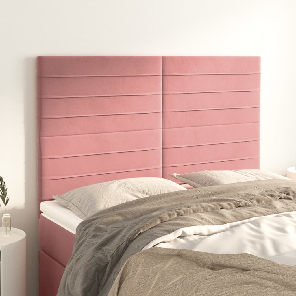 Cabeceira rosa 144x5x118/128 cm veludo